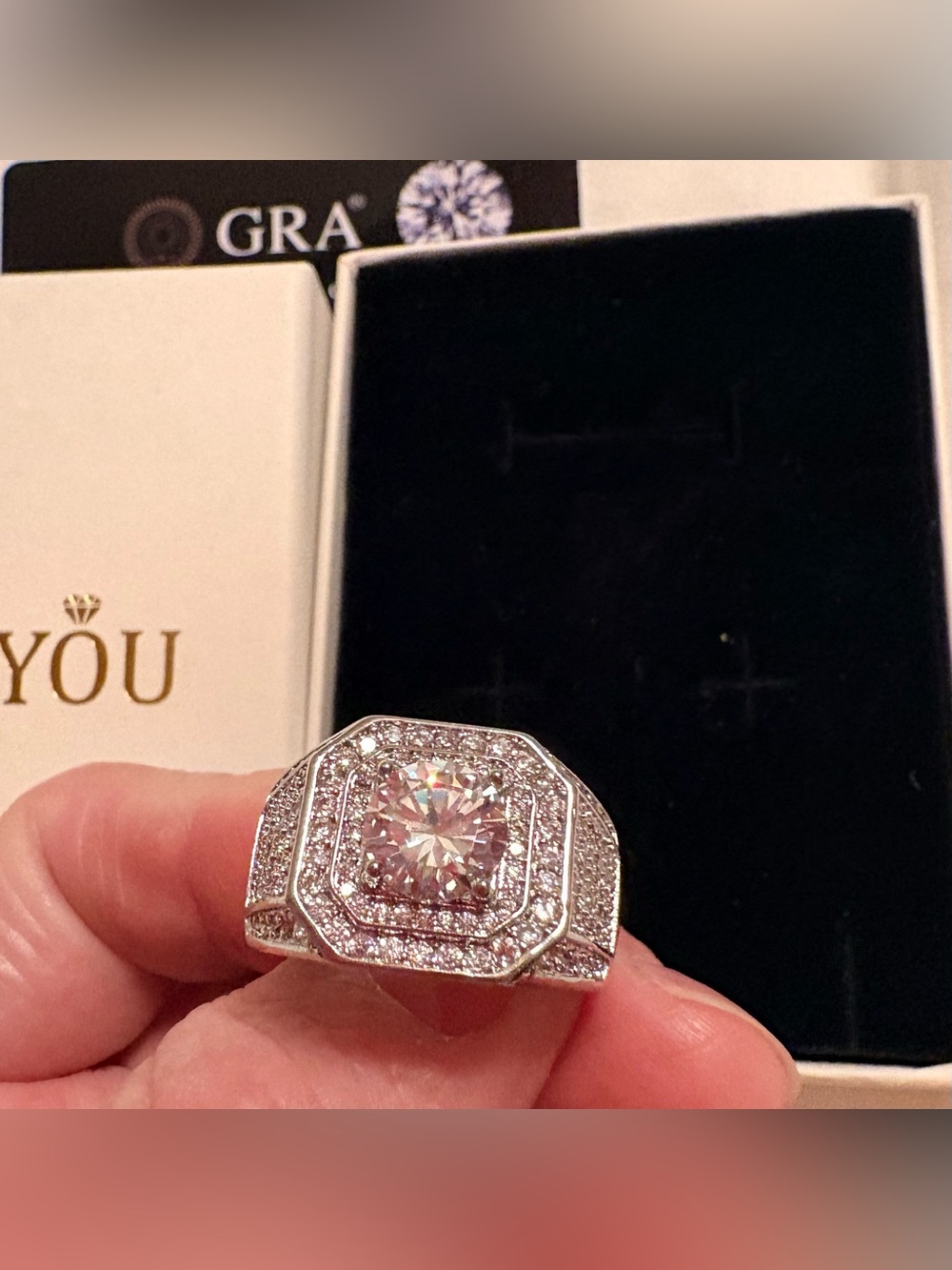 Men’s 2 Carat Multi-Row Design Moissanite Ring GRA Card gift box  
Size 11 1/2